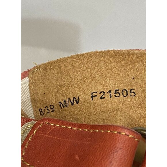 Born Natural Leather & Fabric Womens Sandals Size 8 Red Ankle Strap - Picture 8 of 9